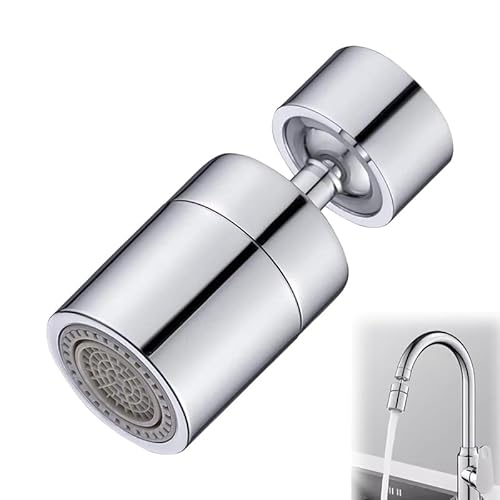Azlanway Rubinetto girevole 360° 2 tipi getto, attacco universale 22/24 mm, aeratore cromato funzione risparmio idrico