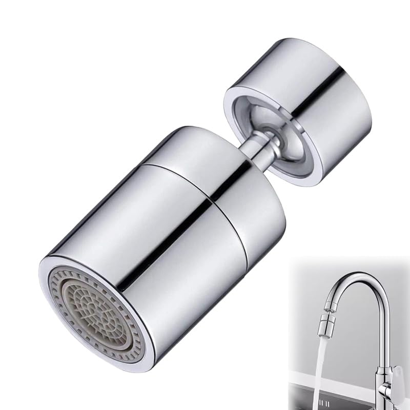 Azlanway 360ยฐ Swivel Tap Aerator - Water Saving 2 Jets, Universal Fitting M22/M24, Chrome, for Kitchen and Bathroom