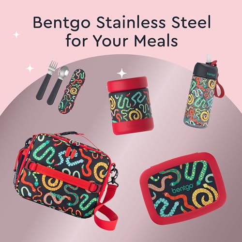 Image of Bentgo Kids Stainless Steel Leak-Proof Food Jar for Hot or Cold Food | 11 fl oz Double Insulated Container with Removable Silicone Bumper, Dishwasher Safe, Easy Open Lid, Ages 3+ (Sssnakes)