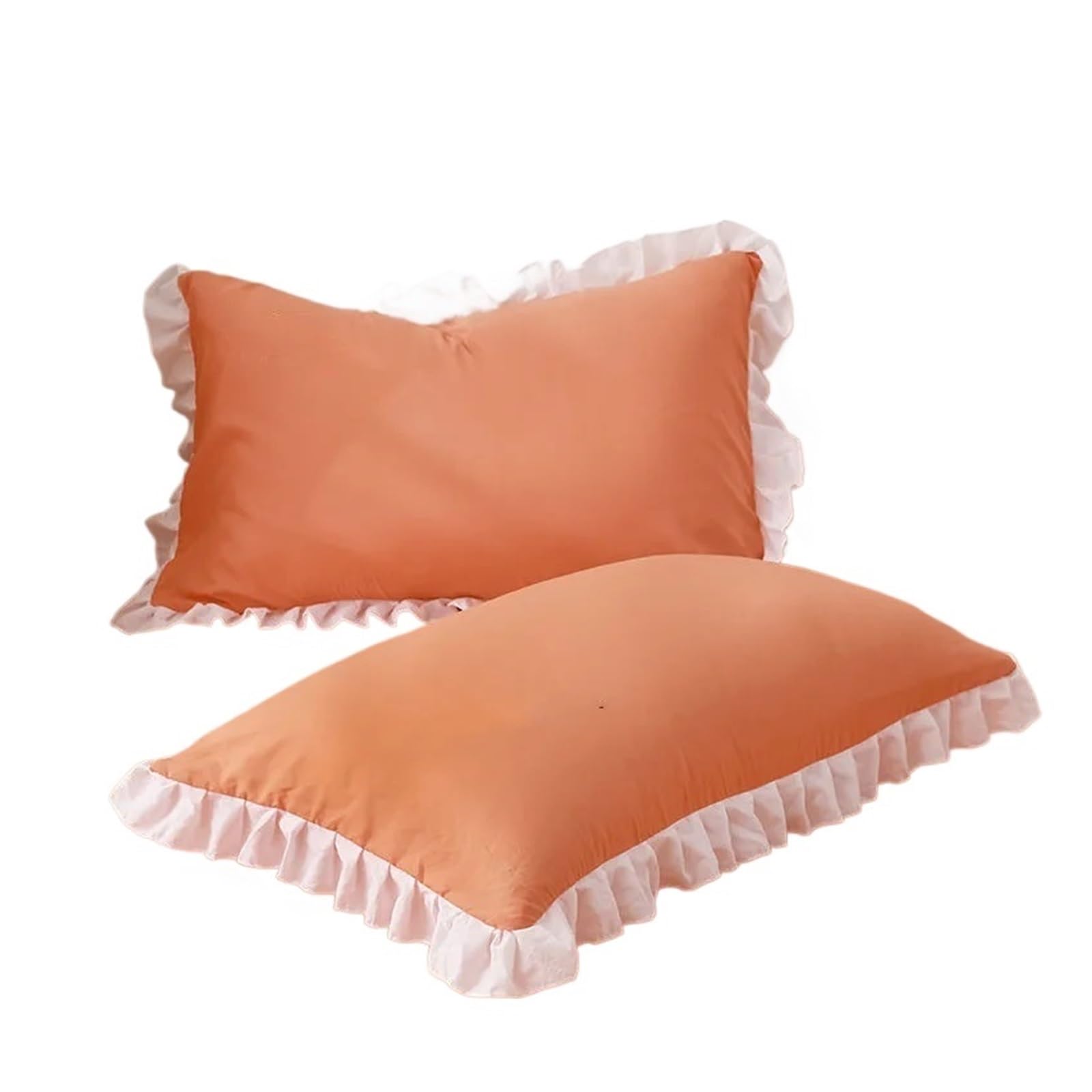 LYXYGMV Princess Pillowcases With Ruffles Multiple Sizes Pillow Cover Comfortable Case For the Bedroom(Orange,1Pcs 48x74cm)
