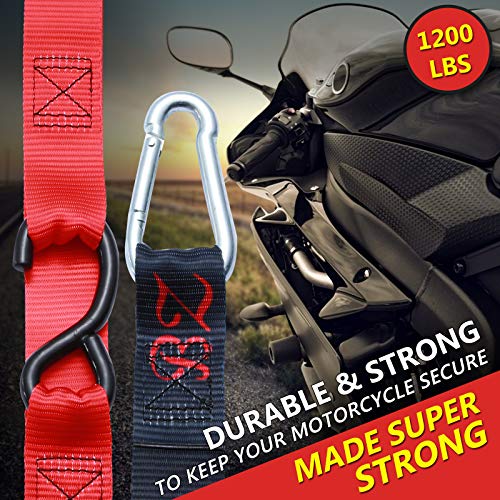 Bz Soft Loop Tie Down Straps(2Pack) 1200Lbs Lashing Capacity 1.8 Metros -For Securing Atv Utv Motorcycles Scooters Dirt Bikes Lawn Garden Equipment,Cargo Straps,Moving Appliances,Bike,Boat #TOP3