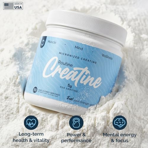 ROUTINE Micronized Creatine Monohydrate Powder, Unflavored, 90-Serving Tub - Image 3