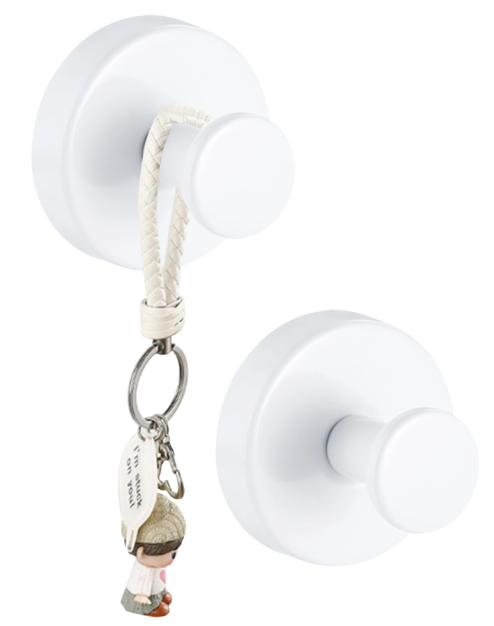 Anvin 2 Pack Suction Cup Hooks Stainless Steel Hanging Hooks No Drill Hooks for Bathroom, Kitchen to Hang Towels, Robes, Loofah, Waterproof Suction Hooks Mounting on Glass Doors Tile Mirrors(White)