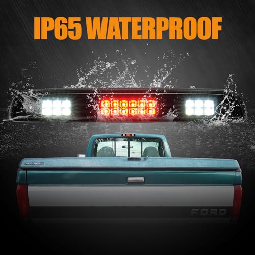 Image of Third 3rd Brake Light LED for 1992-1997 Ford F150 F250 F350 Bronco, High Mount Rear Brake Lights Assembly, Waterproof Center Cab Lamp Stop Light