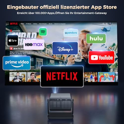 30000 Lumen Beamer【Netflix & Dolby Audio】 AMEELA 1080P Beamer mit WiFi und Bluetooth, Autofokus/Trapezkorrektur 100,000+ Apps & 4K Unterstützt, Videoprojektor für IOS/Android/PS5