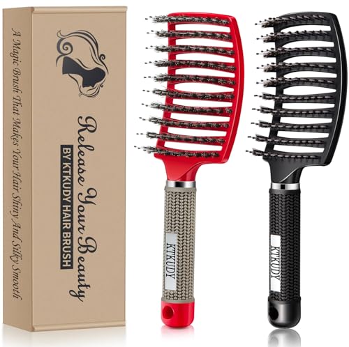 Detangling Brush Boar Bristles Set KTKUDY Hair Brush Curved