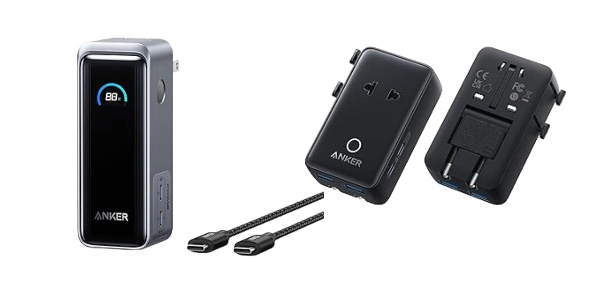 Anker Prime Power Bank, 9,600mAh Battery Pack with 65W Output Wall Charger with Anker Nano Travel Adapter, 5-Port Power Adapter