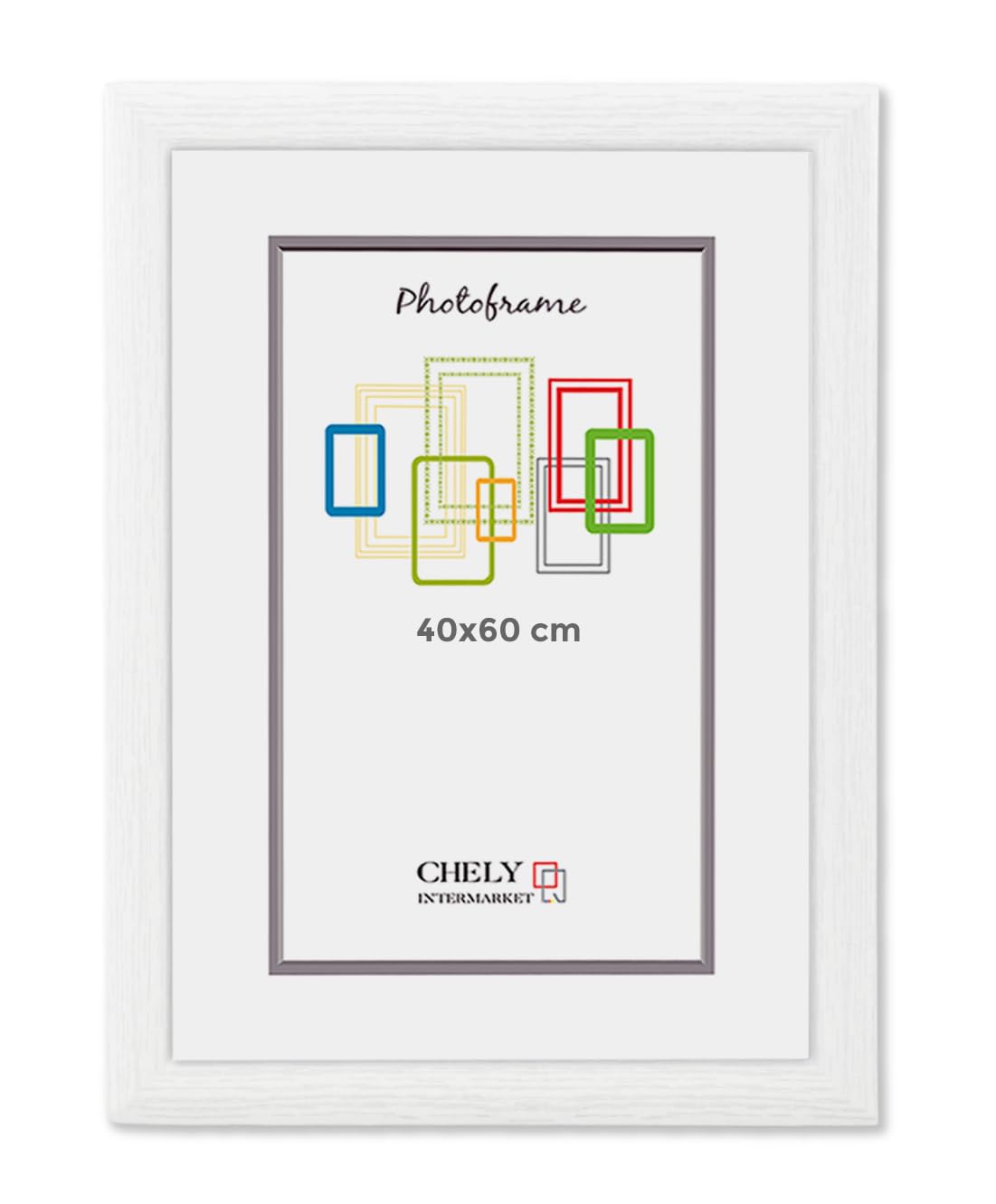 CHELY INTERMARKET Marco de Foto 40x60cm (Blanco) MOD-257 Hecho de Madera, Ancho de moldura 2cm