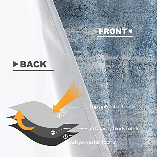 Shrahala Blue Grey Abstract Art Kitchen Valances, Abstract Hand Painted Brown Half Window Curtain Window Treatment Multilayer Polyester Blackout For Living Room Bathroom 2 Pack 52 X 18 In #TOP2