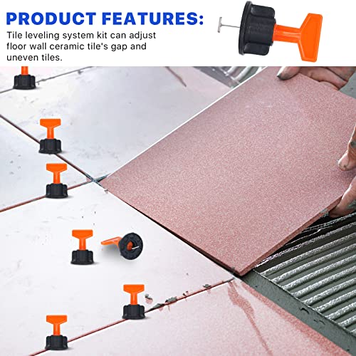 Reusable 1/16" Tile Leveling System Kit (800pcs) w/ 4000 1/8" Cross Spacers + 16 Wrenches & 100 Steel Pins - Professional Floor Installation Tools(800, 1/8) - Image 6