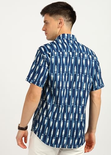 Image of BLOCKS OF INDIA Cotton Hand Block Print Half Sleeves Summer Shirt for Men