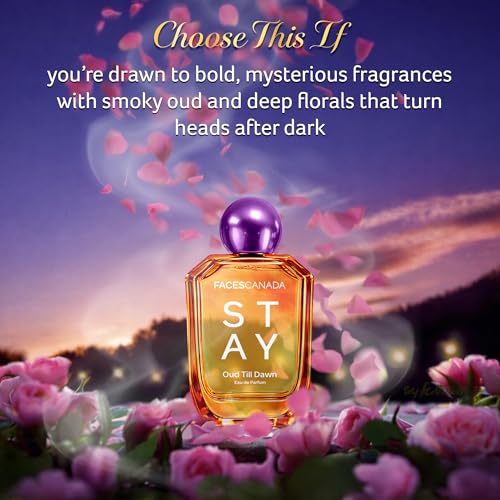 Image of FACES CANADA STAY Oud Till Dawn Eau de Parfum for Women, 50ml | Long-Lasting Perfume with Oud, Rose & Amber | Bold Woody Scent | Gifts for Women | Premium Fragrance