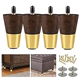 ALAMHI 3 Inch Wood Furniture Legs, Round Sofa Legs Set of 4, Mid Century Modern Furniture Legs, Replacement 3' Couch Feet Dresser Legs(Brown)