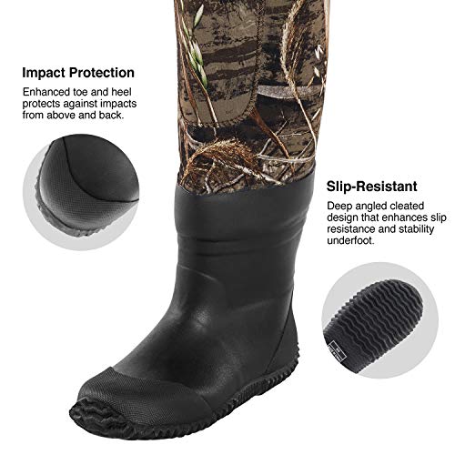 TIDEWE Chest Waders for Toddler & Children, Neoprene Waterproof Insulated Hunting & Fishing Youth Waders for Boy and Girl, Cleated Bootfoot Kids Wader, Realtree MAX5 Camo (Size 10)