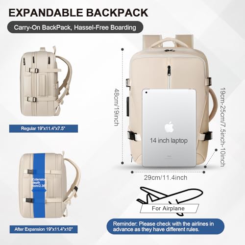 Image of Vacuum Seal Backpack Travel with Pump, Expandable Vacuum Backpack with Air Compression System, Airback Vacpack TSA Lock Water Resistant Carry-On Luggage (White)
