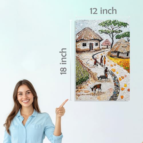 Image of SiddArtify Village Life Wall Art Prints Set - Landscape Poster Decor for Living Room Bedroom Office - 12x18 inch Board Pack of 6
