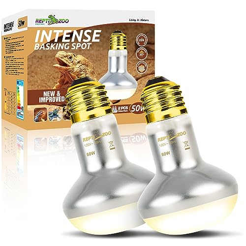REPTI ZOO 50W Reptile Heat Lamp Bulb,2 Pack Intense Spot Basking ...