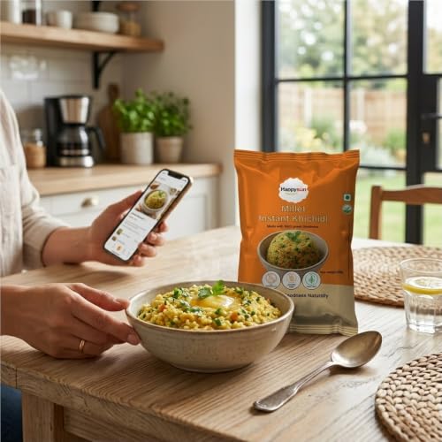Image of HAPPYSUN Millet Instant Khichdi | Ready to Cook Meal | Roasted Jowar & Vegetables | 60g | Pack Of 2