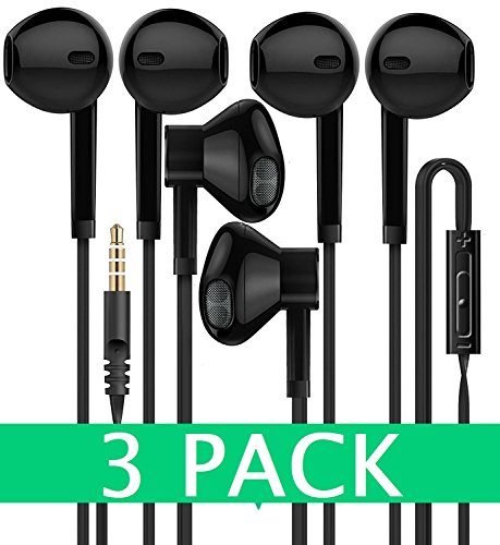 Headphones [3-Pack] Certified in-Ear Earbuds Earphones with Microphone Premium HD Stereo Headphones