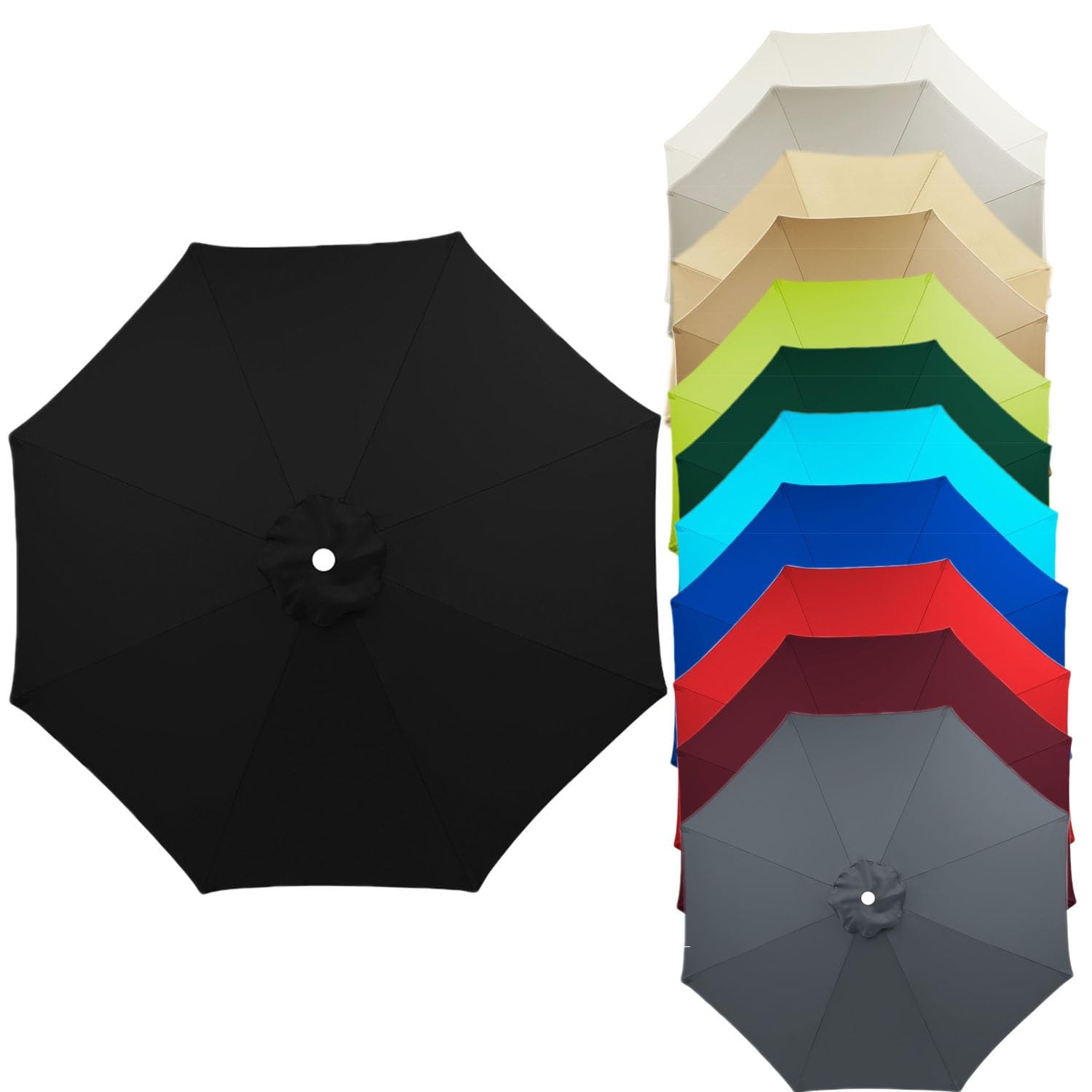 Patio umbrella Replacement Canopy Sun Umbrella Replacement Cloth 6 Arms/8 Arms Garden Parasol Replacement Fabric 2.7M/2.7M/3.0M Replacement Parasol Cover, Market Table Umbrella Canopy Fade Resistant (