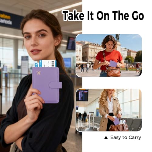 Image of Melsbrinna Premium Leather Passport Holder Covers Case, Waterproof Rfid Blocking Travel Wallet Passport Holder with Pen Holder, Cute Passport Book for Women /Men