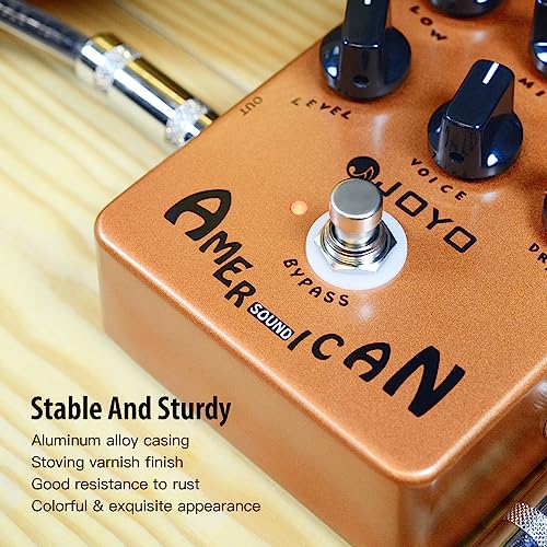 JOYO Pédale d'effet Simulateur d'ampli à lampes américain & Préampli, contrôle 6 boutons avec simulation de baffle intégrée pour guitare électrique, Bypass (JF-14) – vue 7