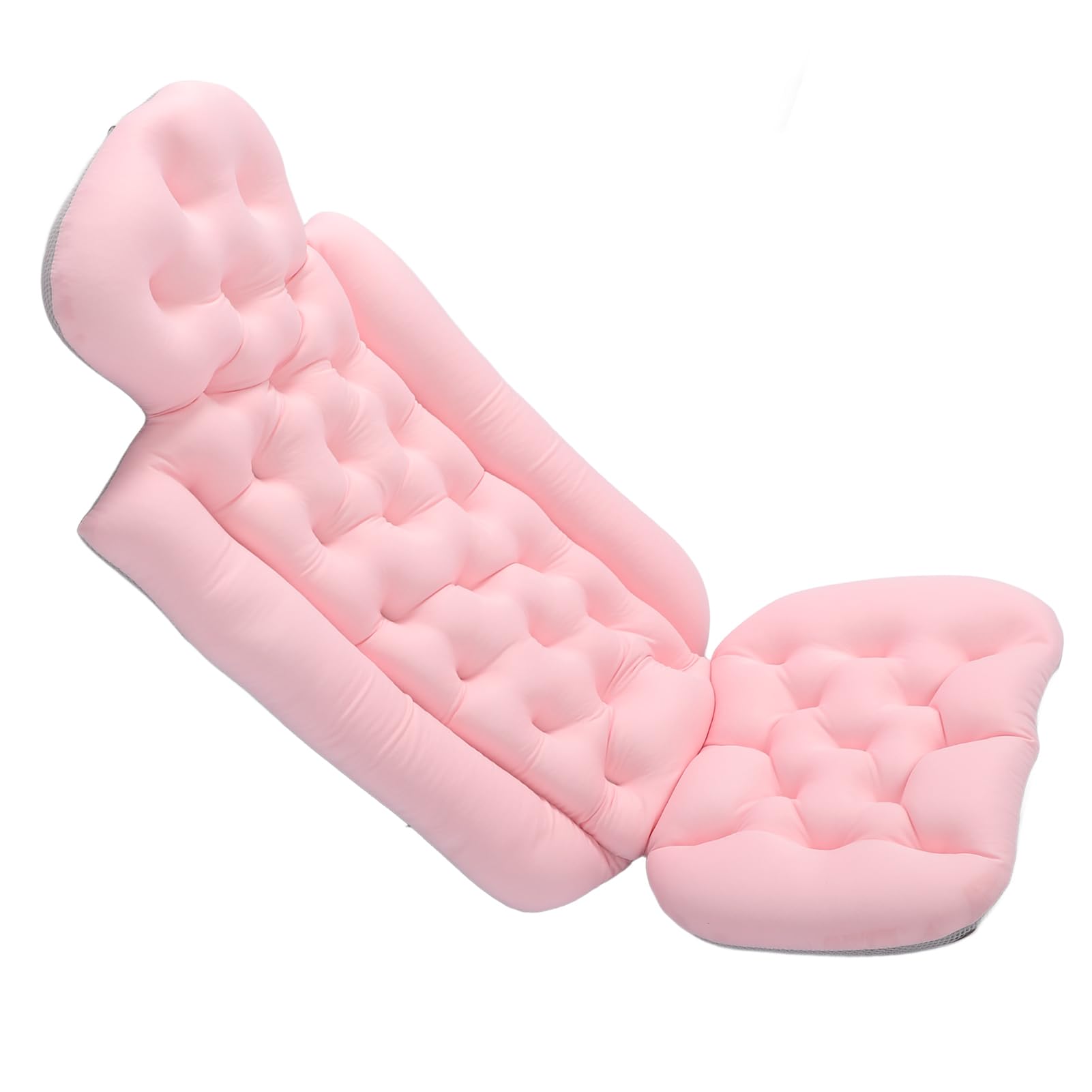 Naroote Almohada de Baño de Cuerpo Completo para Bañera |Soporte Ergonómico, Ventosas Antideslizantes, Almohada de Bañera Acolchada Suave Extraíble para Soporte de Cabeza, Cuello y Hombros (Pink)