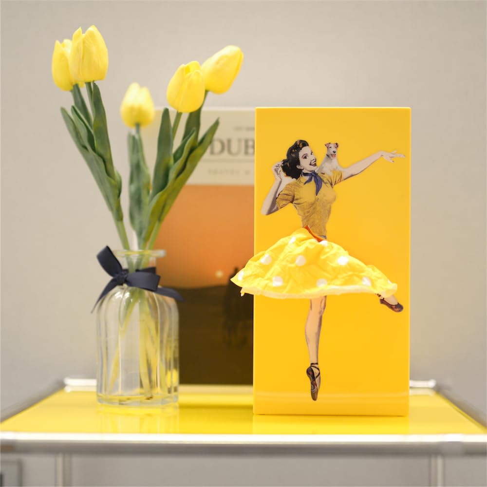 Flying Skirt® Taschentuchbox, originales, preisgekröntes Damenrockdesign, Kunstharz-Pop-Art, beschwerter Metallsockel, hergestellt in Korea, hochwertige Geschenke und Wohnkultur von Spextrum (Orange)