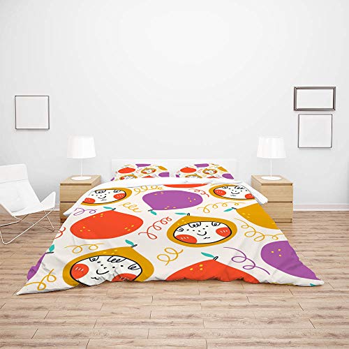 Housse de couette garçon poires colorées lit polyester doux - 4
