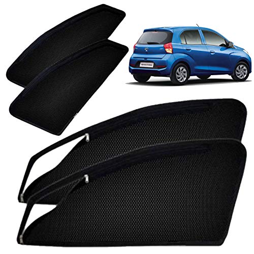 Image of Autofact Magnetic Car Sunshades Compatible with Hyundai Santro Xing (2003 to 2018) (Set of 4) - Easy Installation, UV Protection, Keeps Car Cool (Front 2 with Zippers, Rear 2 Without Zippers)