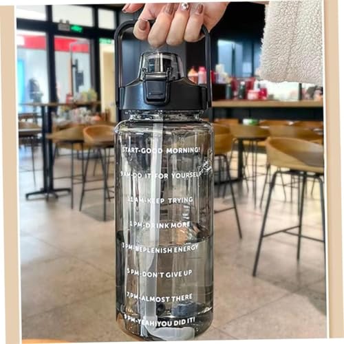 Image of VISBY INDIA Plastic Water Bottle, 2L Capacity, BPA-Free, Airtight, Contemporary Style, Wide Mouth Design for Home, Office, Gym, Travel, Clear Finish, 20cm Height (Black)