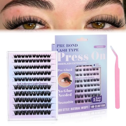 Image of MAYCREATE 100Pcs Self Adhesive Eyelash Natural Wispy Lash Clusters 10-16mm