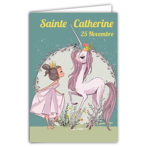 Carte De Vœux Sainte Catherine - Licorne Arc-en-ciel - Format 12x17 Cm Avec Enveloppe - Imprimée En France - 8