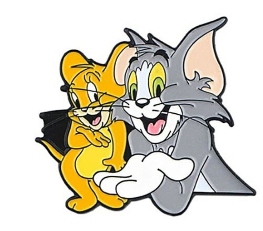 Tom Cat and Mouse Jerry Friends 1 Inch Tall Metal Enamel Pin