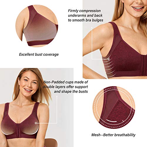Image of DELIMIRA Women's Front Closure Posture Wireless Back Support Full Coverage Bra Polyamide Polyester Elastane