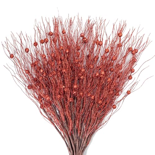 KI Store 20 Stück deko Zweig Rot Weihnachten äste künstlicher...