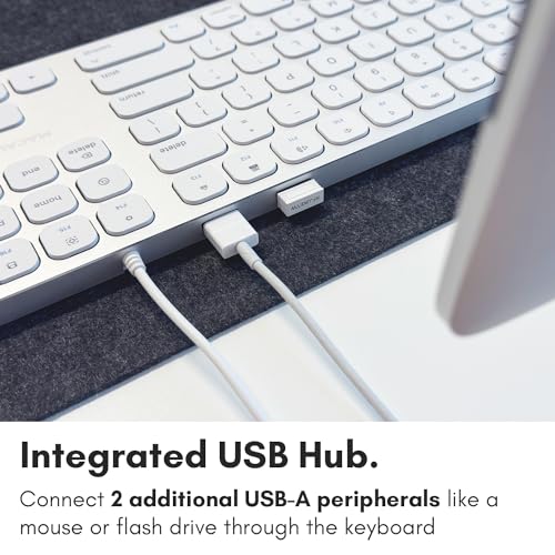 Macally Premium Wired Mac Keyboard with 2 Port Hub - Full Size with Numeric Keypad - Extended USB Keyboard for Mac mini/Pro, iMac, MacBook Pro/Air (Silver Aluminum)