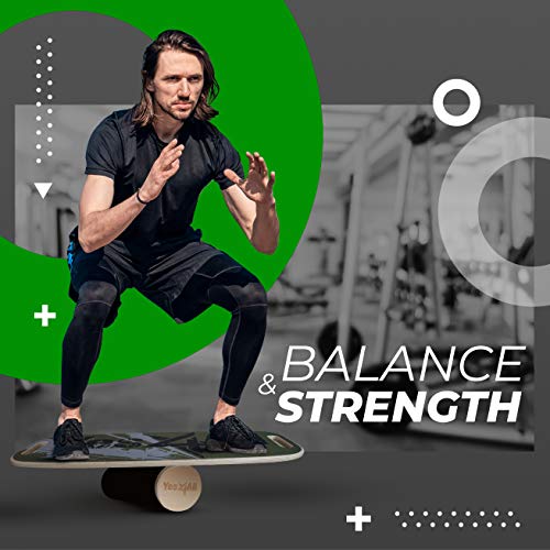 Yes4All Balance Board Trainer Wooden with Adjustable Stoppers, Balance Roller Boards - 3 Different Distance Options 11, 16 and 22 inches, Hockey Balance Board for Surfing Training (Army Green) by Yes4All - Image 6