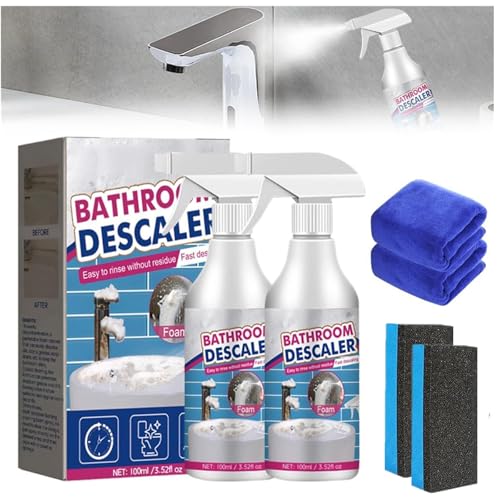 Reiniger für hartnäckige Flecken, Badezimmer-Reiniger, Multifunktional Duschreiniger gegen Kalkablagerungen, Badezimmer-Entkalker-Spray, Allzweck-Reinigungsschaumspray, für badezimmer (2)