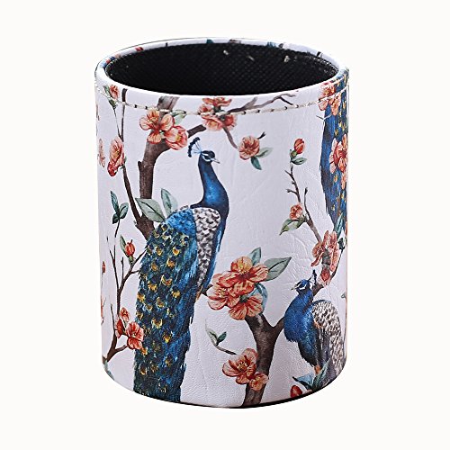 LINKWELL Summer Blue Peacock Design PU Leather Pencil Pen Holder Desk Organizer PH41