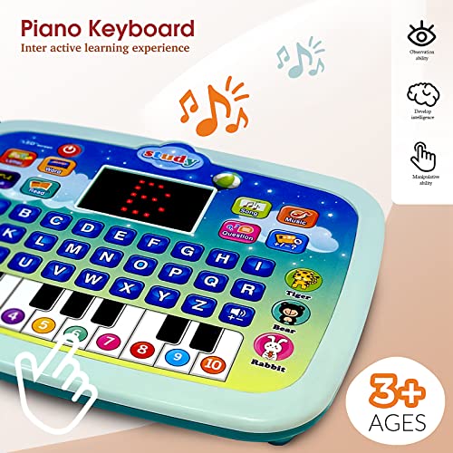 XUEXUE Kid Tablet Toddler Learning Pad Learning Toys with Screen -Educational Toys Fun Gifts -Music/Piano/ABC/Numbers/Words/Spell/Animals - for Boys&Girls 3-5 (Blue) – Bild 5