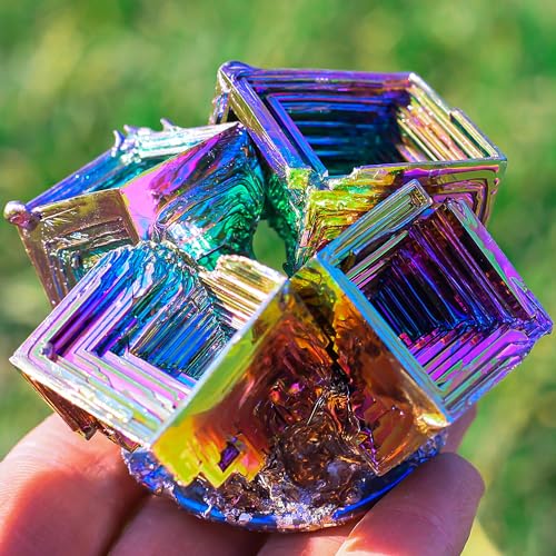 Image of Heavenly Metals Large Bismuth Ore Crystal - (1 to 1.1lb) Iridescent Rainbow Metal Art Specimen - Home Decoration, Education, Healing Stone, Collection