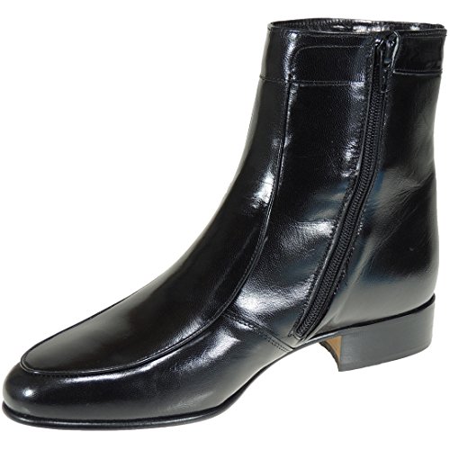 Botín para Hombre en Piel Caprina con Cremallera Lateral. Tacón Bajo de 3 CM. Piso Suela (Piel). Marca Matttel y Design - para Vestir de Etiqueta y para Bailar Negro Talla 43 Cover