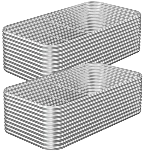 CATMANOR 2 Pack Tall 8x3FT Corrugated Galvanized Steel Raised Garden Bed Outdoor, Metal...