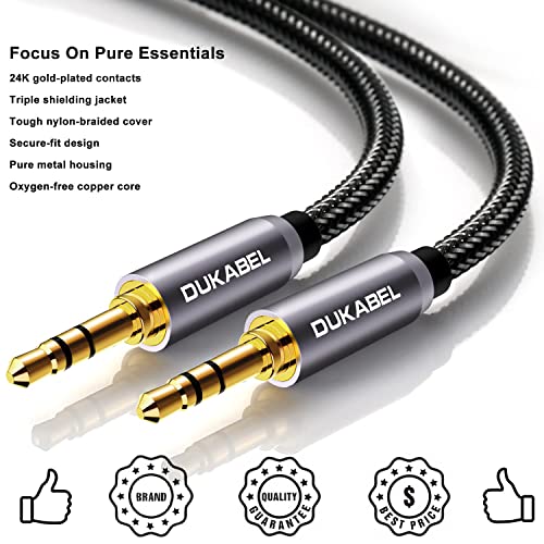 DUKABEL Top Series 3.5mm AUX Cable Lossless Audio Gold-Plated Auxiliary Audio Cable Nylon Braided Male to Male Stereo Audio Cord Car Headphones Phones Speakers Home Stereos (4 Feet (1.2 Meters))