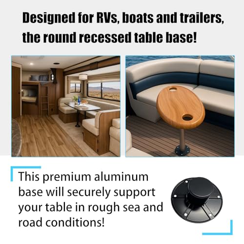 Image of Round Aluminum RV Trailer Pedestal Base,Flush Floor Mount Base for Table Legs with 6 Screw Holes,Fit for Table 013-1112 Table Base