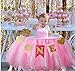 Kaptin Baby 1. Geburtstag Baby Gold Pink Tutu Rock und Banner für Kinderstuhl Dekoration für Partyzubehör (Rosa)