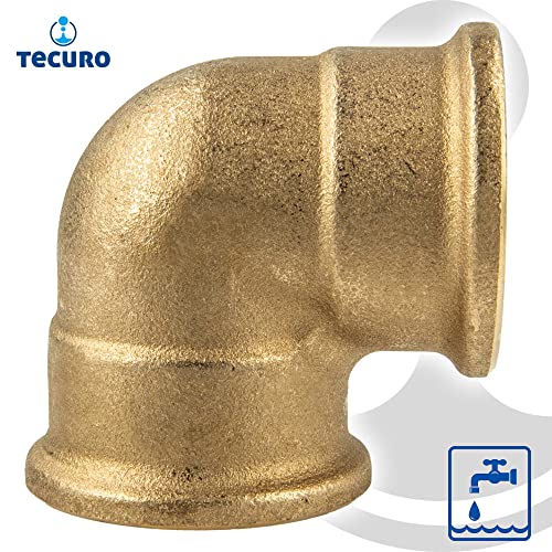 tecuro Angle 90° brass blank on both sides internal thread (1/2 inch), Gold, 1/2 Zoll - Image 3