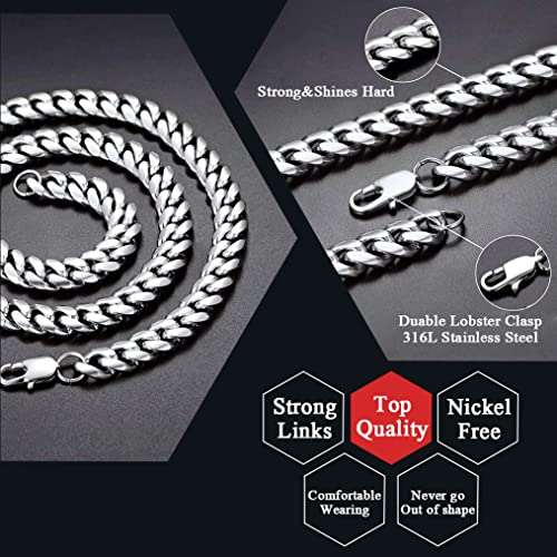 Joycuff Gifts For Dad Mens Necklace Hip Hop Jewelry Cuban Link Chain Necklace For Men Stainless Steel Chain Gifts For Father's Day Birthday Christmas Retirmement #TOP1
