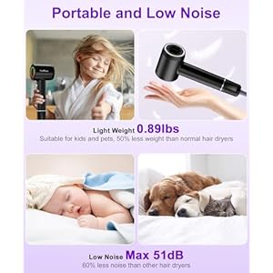 High-Speed Ionic Hair Dryer: 150000 RPM Brushless Motor 500 Millions Negative Ionic Care Blow Dryer for Fast Drying Low Noise Thermo-Control Hairdryer, Travel with Magnetic Diffuser & Nozzle High Speed Ionic Hair Dryer 150000 RPM Brushless Motor 500 Millions Negative Ionic Care Blow Dryer for Fast Drying Low Noise Thermo Control Hairdryer Travel with Magnetic Diffuser Nozzle